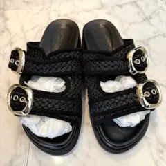 LETALON ルタロン パナマWベルトサンダル M 23.5〜24cm 黒