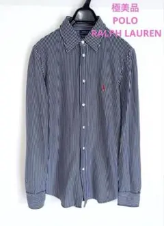 極美品　POLO RALPH LAUREN ストライプシャツ　ネイビー×ホワイト