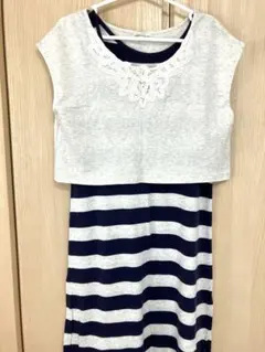 earth レディース　ボーダー　ロングワンピース