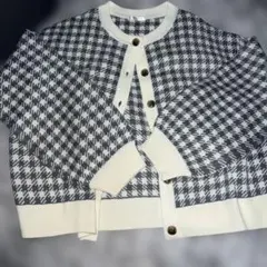 ハニーズ チェック柄カーディガン Mサイズ グレー