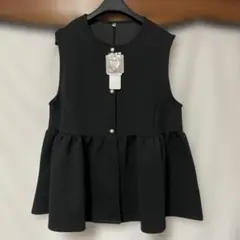 coca　黒ペプラムベスト　Lサイズ