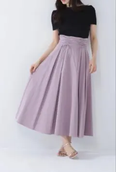 NATURAL BEAUTY BASIC ウエストギャザーフレアスカート