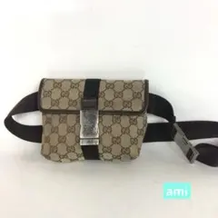 Gucci GG グッチ GGキャンバス ウエストバッグ ボディバッグ グッチウエストポーチ 黒 ユニセックス GGキャンバス ボディバッグ