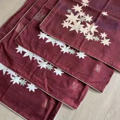 座布団カバー（4枚）銘仙判 和柄 エンジ 紅葉柄 もみじ 日本製 綿100%