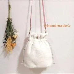 ショルダーバッグ　ハンドメイド　ポシェット　アイボリー