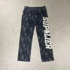 SUPPLIER×PLAYBOY コラボ L ロゴ ブラック ワイドバギーデニムのサムネイル