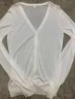 ユニクロライトVネック長袖カーディガン白М定価2,990円定番軽量速乾まあ美品