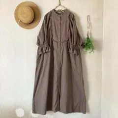 サマンサモスモス★sm2★秋色モカ：キャンディースリーブ切替レース貼りワンピース