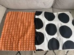 IKEA クッションカバー 2枚セット オレンジ ドット柄