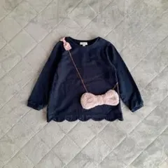 anyFAM　長袖　トレーナー　ファー　ポシェット　ネイビー