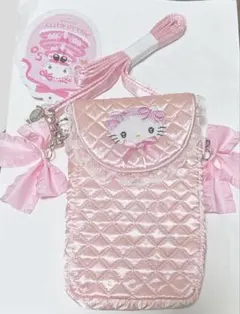 新品タグ付き ハローキティ50周年限定 スマホショルダーバッグ ピンクキルト