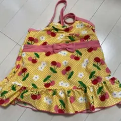 チェリー柄フリル水着（イエロー）　80