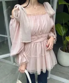 NICE CLAUP リボンチュールチュニック