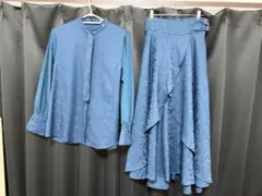 値下げ中！ HARE ジャガードレイヤーシャツ スカート セットアップ ブルー