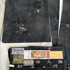 大島紬　都喜ヱ門　ゴールドラベル　新品未使用　しつけ付き　藍　証紙あり　藤絹織物 大島紬 都喜ヱ門 ゴールドラベル 新品未使用 しつけ付き 藍 証紙あり