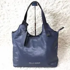 PELLE BORSA チアーズ トートバッグ A4 ネイビー 日本製 美品のサムネイル