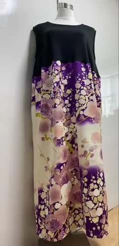 2178 着物リメイク　振袖　ワンピース　M