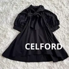 美品✨CELFORD セルフォード　スカラップ切替バックリボンブラウス　ブラックのサムネイル