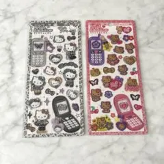 平成はっぴーフォンシール ヒョウ柄キティ 日焼けキティ　2枚セット