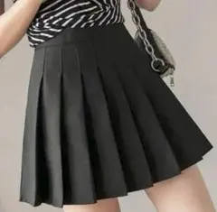レディース プリーツスカート 大きいサイズ インナーパンツ付き ミニ 黒 3XL