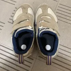 ASICS ベビーシューズ 16.5cm ベージュ/ネイビー