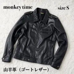 【#monkey time】 レザージャケット#白#メンズ monkey time＞ ∴ シープ ダブルライダースジャケット （レザー