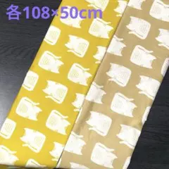 【1点限定】CAT柄生地　シーチング　2点　《各108×50cm》
