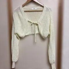 WEGO 透かし編み クロップドカーディガン Fサイズ