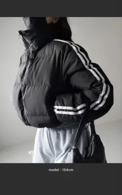 サイドラインナイロンショートパフダウンジャケット