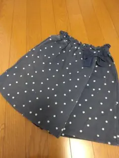 水玉模様リボン付き半ズボン ネイビー 100%コットン