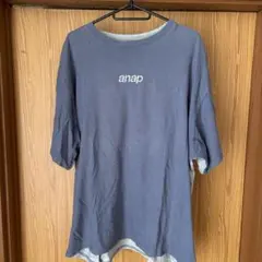 anap 半袖Tシャツ グレー ブルー　Fサイズ