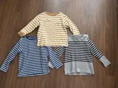 ユニクロUNIQLOロンT3枚セット ボーダークルーネックTシャツ長袖120