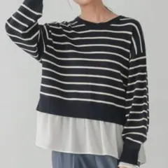 メルティ布帛ドッキングプルオーバー　グローバルワーク　Lサイズ