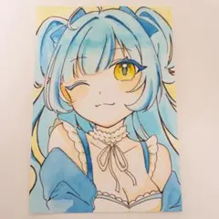手描きイラスト 原画 女の子 一点物 ポストカードサイズ