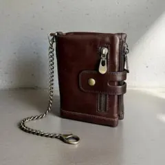 二つ折り財布 トラッカーウォレット 本革 牛革 アメカジ 古着 kp10-1