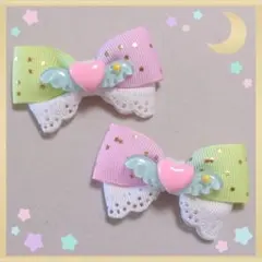ヘアゴム ヘアリボン ツイン 1715 キラキラマーメイド 蓄光 人魚 姫 