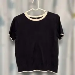 UNIQLO 半袖 ニット ネイビー M