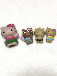 キティ 日焼け フィギュア ガチャ ソフビ 指人形 韓国 水着 みんなでプール