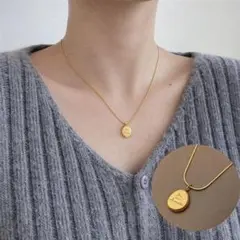 ゴールド ネックレス コイン サージカルステンレス スネークチェーン 高見え