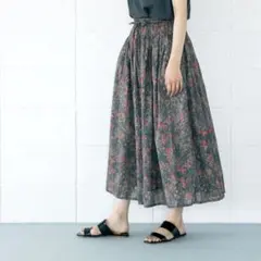 SOIL COTTON FLOWER PRINT GATHERED SKIRTのサムネイル
