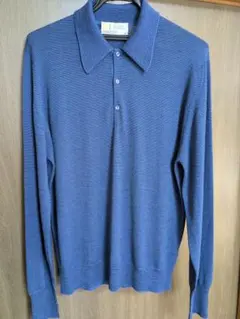 ジョンスメドレーJOHN SMEDLEY M ネイビー/ブルー 切替ニットポロ