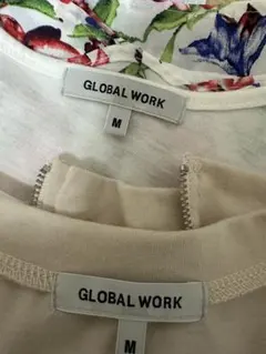 GLOBAL WORK 半袖 Tシャツ 花柄レイヤード Mのサムネイル
