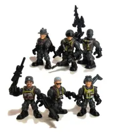 ミリタリーフィギュア 6体セット 武器付き 兵士 デフォルメ 7.7㎝ グレー