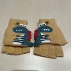 恐竜デザイン キッズ 指なし手袋 ニット手袋