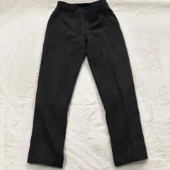 【美品】UNIQLO ユニクロ ストライプ テーパードパンツ グレーウエストゴム