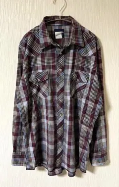 90s ヴィンテージ Wrangler 長袖チェック柄ウエスタンシャツ US古着