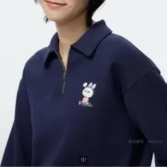 UNIQLO POP MART ラブブ ハーフジップスウェット ネイビー