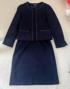 INDIVI ネイビー ツイードスーツ