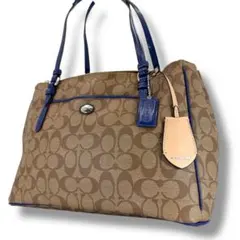 美品 COACH ハンドバッグ シグネチャー PVC ベージュ F24603