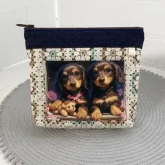 ポケット沢山✨　ダックスちゃんのハンドメイドポーチ　収納　大容量　犬*
